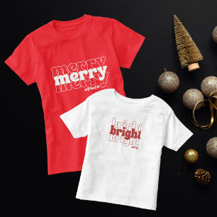 Helder Helder Mini Retro Kerst Typografie Kinder Shirts