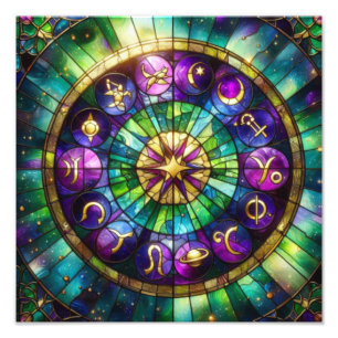 'Helder hemels glas in lood stijl poster