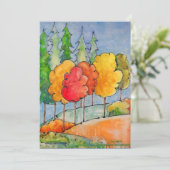 Helder herfstbomen in rood en oranje aquarel Ho Feestdagenkaart (Staand voorkant)