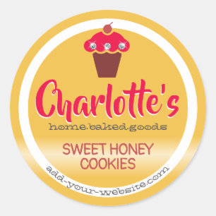 Helder honing geel rode cupcake schattig bakken la ronde sticker