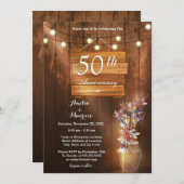 Helder houten uitnodiging voor 50-jarig huwelijksj (Voorkant / Achterkant)