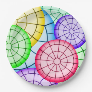 Helder Kleurrijk Abstract Cirkels Patroon Papieren Bordje
