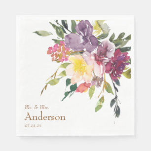 Helder Kleurrijk Bloemen Mr. & Mrs. Wedding Servet