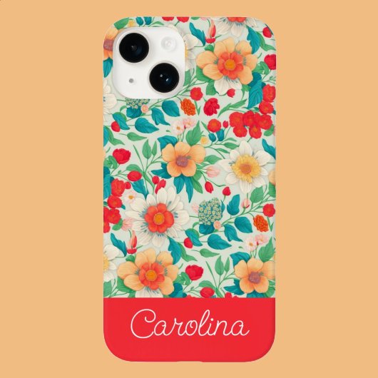 Helder kleurrijk bloemmotief boho rood Case-Mate iPhone case