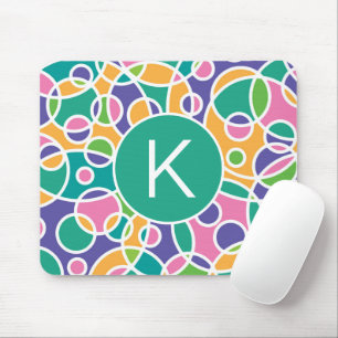 Helder Kleurrijk Dwaas Cirkels Patroon Monogram Muismat