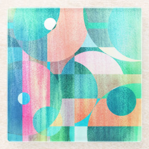 Helder, kleurrijk geometrisch Abstract Glazen Onderzetter
