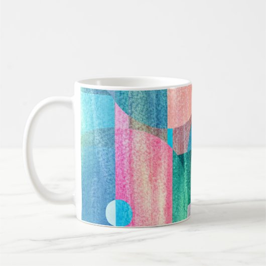 Helder, kleurrijk geometrisch Abstract Koffiemok (Links)