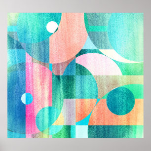 Helder, kleurrijk geometrisch Abstract Poster
