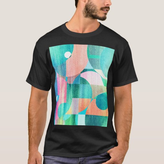 Helder, kleurrijk geometrisch Abstract T-shirt (Voorkant)