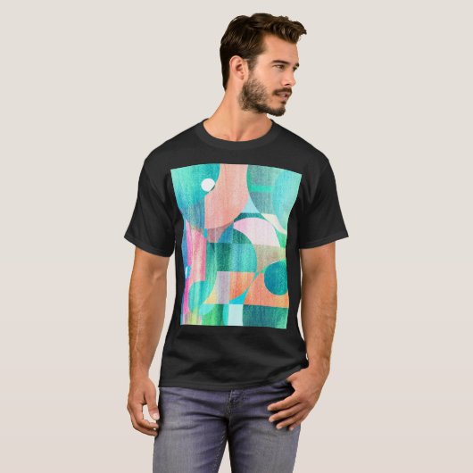 Helder, kleurrijk geometrisch Abstract T-shirt (Voorkant volledig)