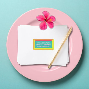 Helder & Kleurrijk Neon Turquoise Geel Roze Bruilo Etiket