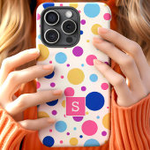 Helder Kleurrijk Polka Dots Patroon Monogram Case-Mate iPhone Case