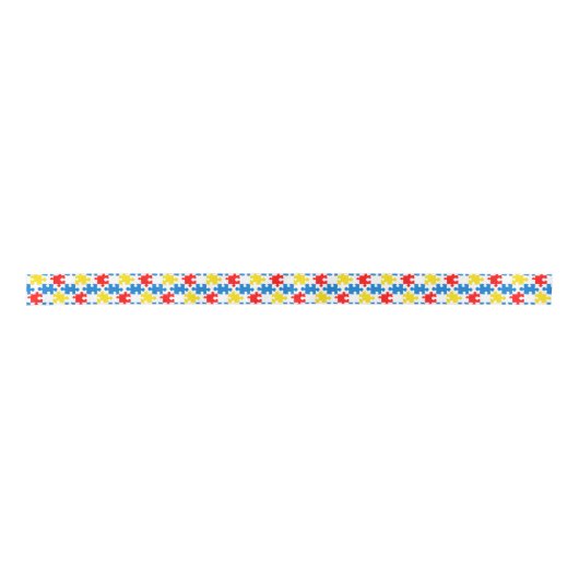 Helder Kleurrijk Puzzel Piece Patroon Lint (Voorkant)