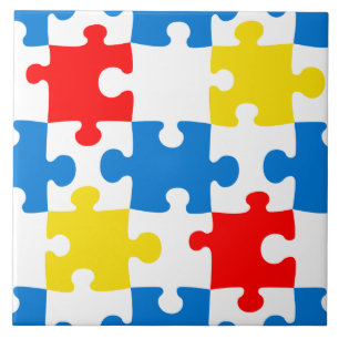 Helder Kleurrijk Puzzel Piece Patroon Tegeltje