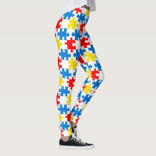 Helder Kleurrijk Puzzelstuk Patroon Leggings