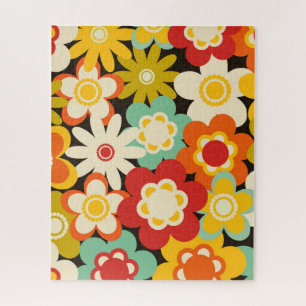 Helder Kleurrijk Retro Lief Bloemmotief Legpuzzel