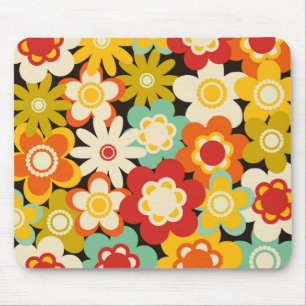 Helder Kleurrijk Retro Schattig Bloemmotief Muismat