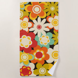 Helder Kleurrijk Retro Schattig Bloemmotief Strandlaken