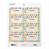 Helder kleurrijk schaakbord met retouradres etiket (Full Sheet)