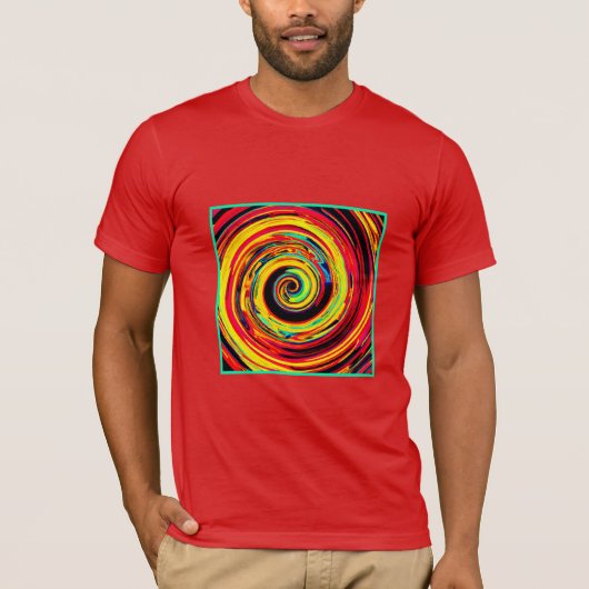 Helder kleurrijk spiraalvormig patroon t-shirt (Voorkant)