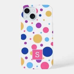 Helder Kleurrijk Stippenpatroon Monogram iPhone 15 Hoesje