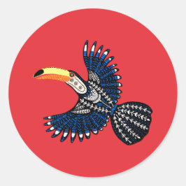 Helder kleurrijk tropisch Oerwoud Toucan Bird Ronde Sticker