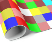 Helder kleurrijk vierkant geruit cadeaupapier (Rol Hoek)