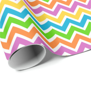 Helder Kleurrijke Regenboog Chevron Patroon Cadeaupapier