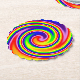 Helder Kleurrijke Regenboog Draaikolk Krachtige Kl Kartonnen Onderzetters