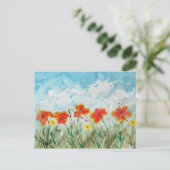 Helder Lentebloemen en Wolken Briefkaart (Staand voorkant)