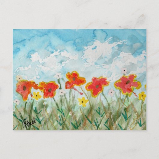Helder Lentebloemen en Wolken Briefkaart (Voorkant)