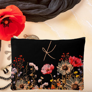 Helder lentebloemen op zwart monogram etui