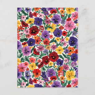 Helder Lentetuiltjes Bloemtuin Patroon Briefkaart