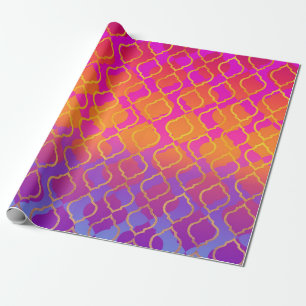 Helder Levendig Levendig Oranje Paars Fuchsia Quat Cadeaupapier