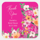 Helder, levendig wilde bloemen schrift bruidsdouch vierkante sticker (Voorkant)