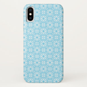 Helder Lichtblauw Wit Geometrisch Symmetriepatroon iPhone X Hoesje