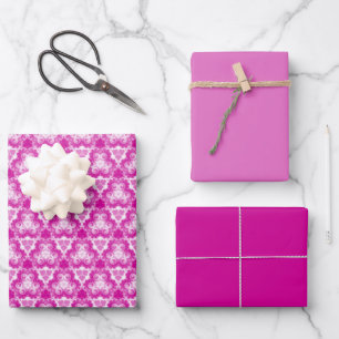 Helder Magenta Roze Spiraal Patroon met vaste stof Inpakpapier Vel