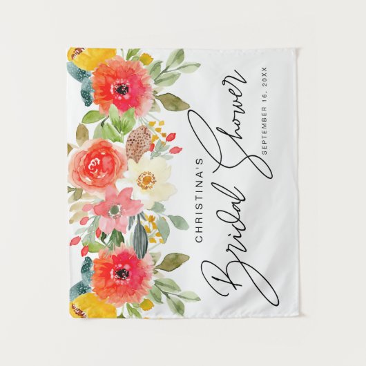 Helder Midzomer Bloemstuk Bruidsuitnodiging Wandkleed (Voorkant)