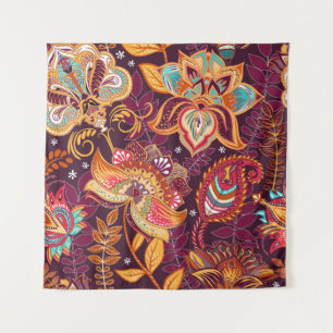 Helder naadloos patroon in paisleystijl. Kleurrijk Wandkleed