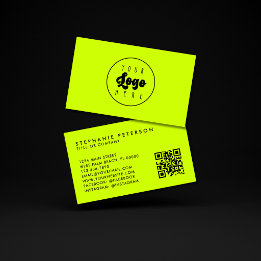 Helder Neon Geel Aangepast Bedrijfslogo QR-code Visitekaartje