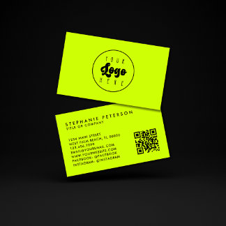 Helder Neon Geel Aangepast Bedrijfslogo QR-code Visitekaartje
