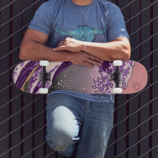 Helder Neon Retro Paars Wave Skateboard (Buiten 3)