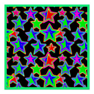 Helder neon sterlicht patroon perfect poster