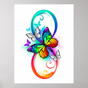 Helder oneindigheid met regenboog vlinder poster