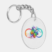 Helder oneindigheid met regenboog vlinder sleutelhanger (Voorkant Links)