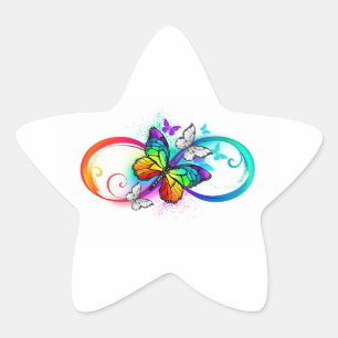 Helder oneindigheid met regenboog vlinder ster sticker