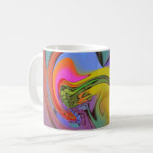 Helder ontwerp van kleurengolfabstract ontwerp met koffiemok (Voorkant links)