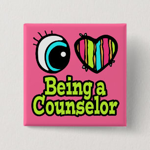 Helder Oog Hart Ik Hou Van Counselor Zijn Vierkante Button 5,1 Cm