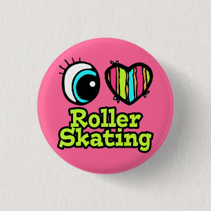 Helder ooghart I houdt van roterende schaatsen Ronde Button 3,2 Cm