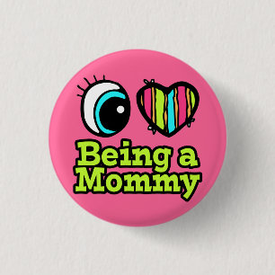 Helder Ooghart Ik hou van mama zijn Ronde Button 3,2 Cm